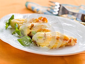 Stuffed zucchini flower