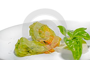 Stuffed zucchini flower.