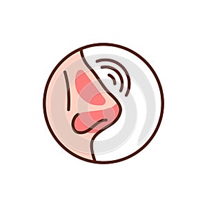Stuffy nose color line icon. Pictogram for web page