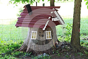 stump elf gnome hut house country field