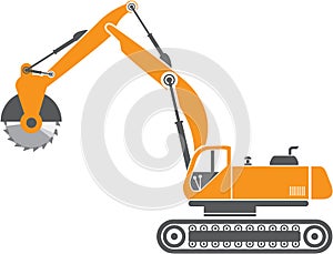 Stump and Stone Cutter Excavator Vector