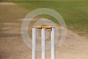 Stumps on cricket pitch