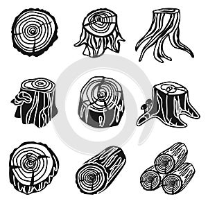 Stumps icon set, simple style