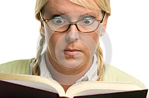 Stunned Blonde With Ponytails Reads a Book photo