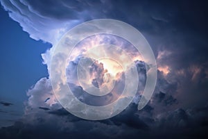 A stunnig flash in a thunderstorm sky