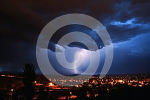 A stunnig flash in a thunderstorm sky