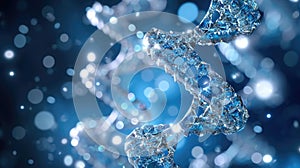 Stunning 3D DNA Helix in Luminous Blue Background