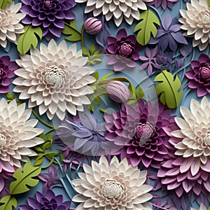 Stunning 3d Paper Art Flowers With Dark White And Light Violet Accents