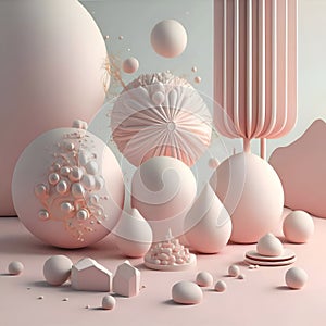 stunning 3D render futuristic background in pale pink-pistachio colors for branding and advertisment fashion or cosmetic product.