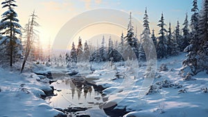 Stunning 3d Snowy Landscape Artwork: Quebec Province Winter Nature Scene