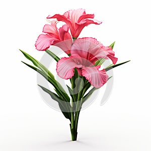 Stunning 3d Vector Illustration Of Pink Lilies In A Bouquet