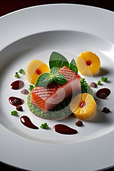 A stunning 8k food photograph, featuring tramezzini course, Michelin star presentation, focu on exquisite plating