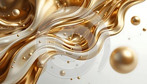 Luxurious Abstract Background with Flowing Liquid Gold AI Generated