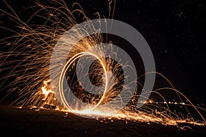 Fire Embers Particles in Circle