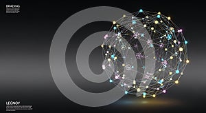 Glowing polygonal sphere represents global data connection