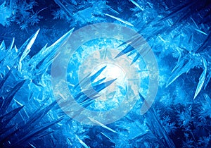 Abstract Blue Ice Crystals Background