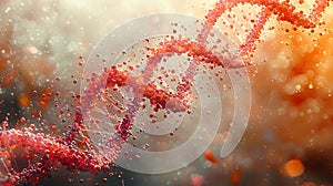 Abstract Red DNA Double Helix Structure Genetic Code Science Background AI generated.