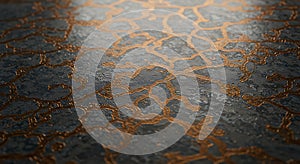 A stunning abstract texture features metallic gold veins on a dark grey surface