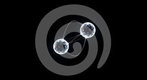 Glowing spheres illustrating molecular bonds