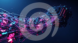 High-speed data burst from a glowing CPU core