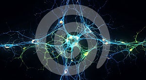 Microscopic view of active brain cell connections