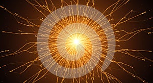 Abstract glowing neural network data explosion