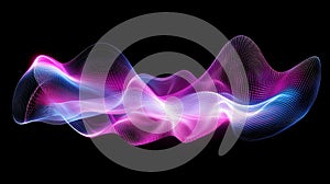 Abstract Neon Waveform Data Visualization with Glowing Particles on Black Background