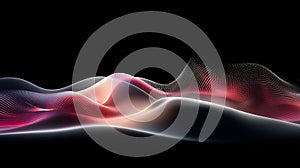 Dynamic Abstract Data Wave Flow with Glowing Particles on Black Background