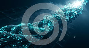 High speed data flows through glowing digital cables