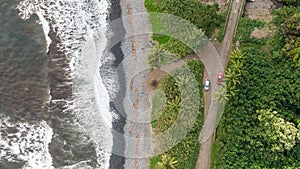 Stunning aerial drone view of a section of the famous Hana Highway south of Hana on the eastern side of the island of Maui, Hawaii