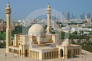 Stunning Aerial View of Al Fateh Grand Mosque in Manama, the Capital City of Bahrain