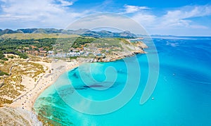 Stunning aerial view of Cala Mesquida, Mallorca