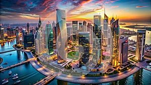 Stunning Aerial View of Doha West Bays Modern Skyscrapers A Glimpse into Qatars Architectural Prowess and Urban photo
