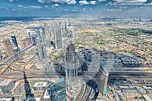 Stunning aerial view of Dubai skyline, UAE.