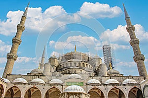 Stunning aerial view of the iconic Blue Mosque in Istanbul, Turkey