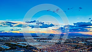 Stunning aerial view of Las Vegas, Nevada, during dusk.