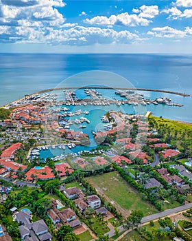 Stunning aerial view of Marina Casa de Campo in La Romana, Dominican Republic photo