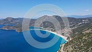 Stunning aerial view of the mesmerizing Blue Lagoon in Oludeniz, Fethiye, Turkey