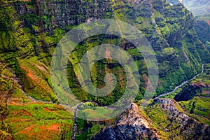 Stunning aerial view into Waimea Canyon, Kauai