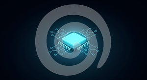 Digital Brain Concept: High-Tech CPU Microchip Illustration for Computing Professionals