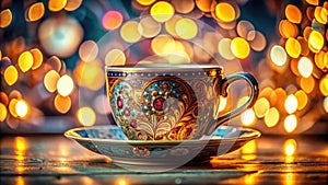 Stunning AIGenerated Coffee Cup Design Bokeh Photography for Creative Decor or Wallpaper photo