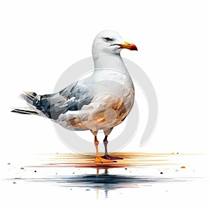Stunning Algorithmic Art of a Seagull with Isolated White Background