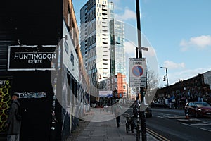 Stunning architecture found in Shoreditch, stunning cloudy blue weather, Uk