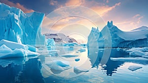Stunning Arctic Landscapes: Terragen-inspired Icebergs At Sunset photo