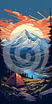 Retrovirus Camping Poster: Scenic Ridge View In 8k Resolution photo