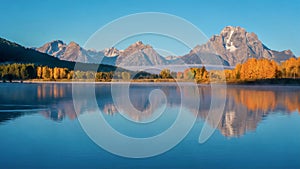 A stunning autumn landscape in Grand Teton National Park, Wyoming.