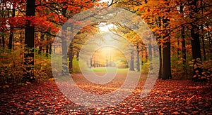 Autumn Forest Path with Sunlight