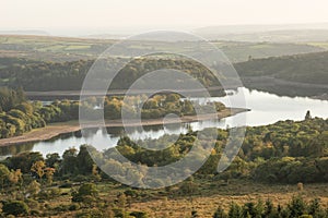 Stunning Autumn sunset landscape image of view from Leather Tor