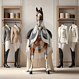stunning background with horse for branding equestrian fashion clothes and product, digital artwork. Ai generated