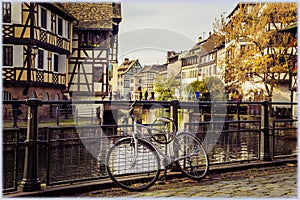 Stunning beauty at the canals of Strasbourg, France. Petite France quarter.